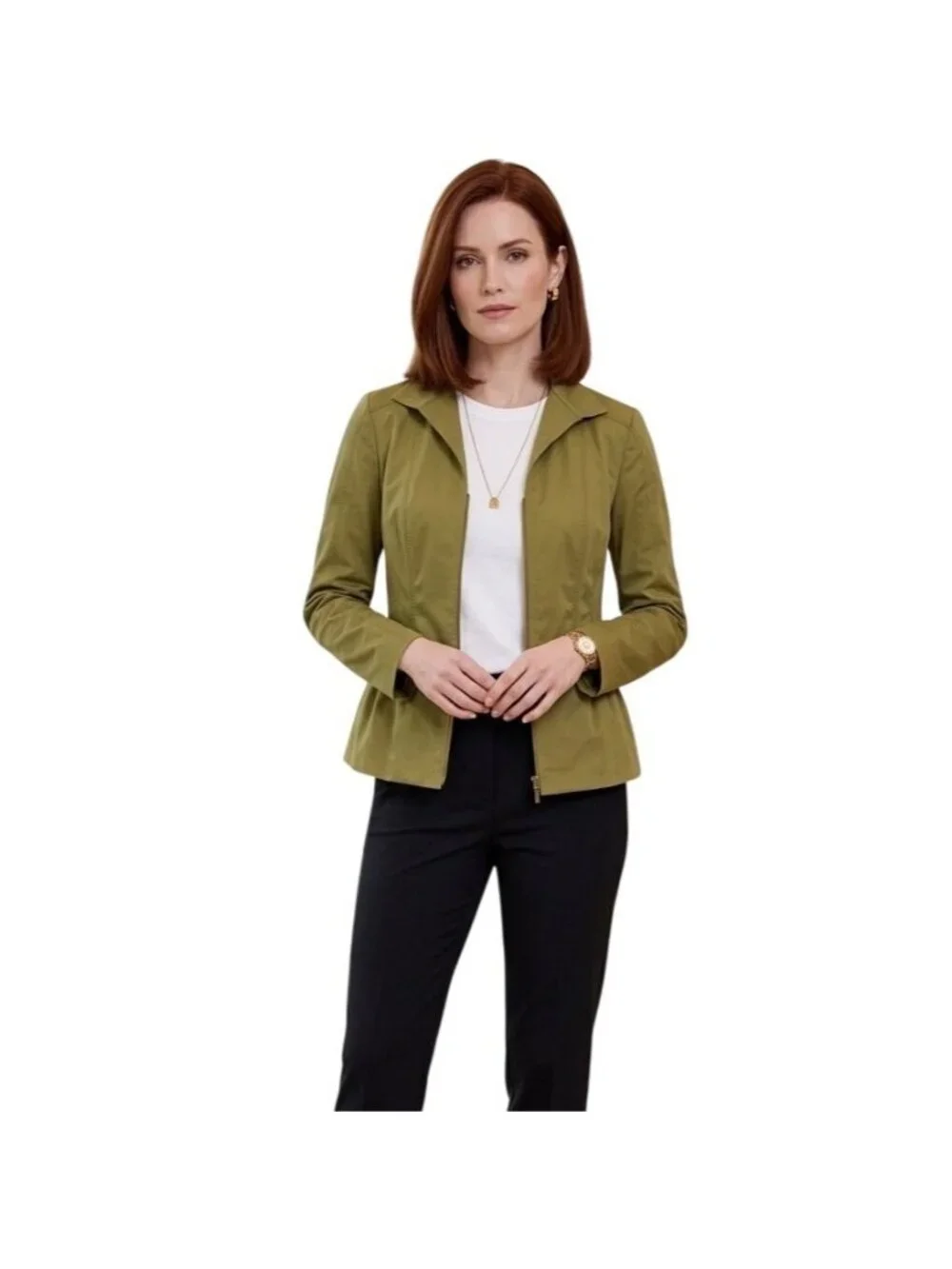 Lafayette 148 New York Reva Couture Sugarcane Jacket Blazer 4 Chartreuse Zip Up